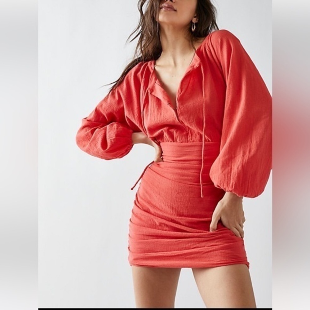 Free People NWT the only one mini-dress red coral XS